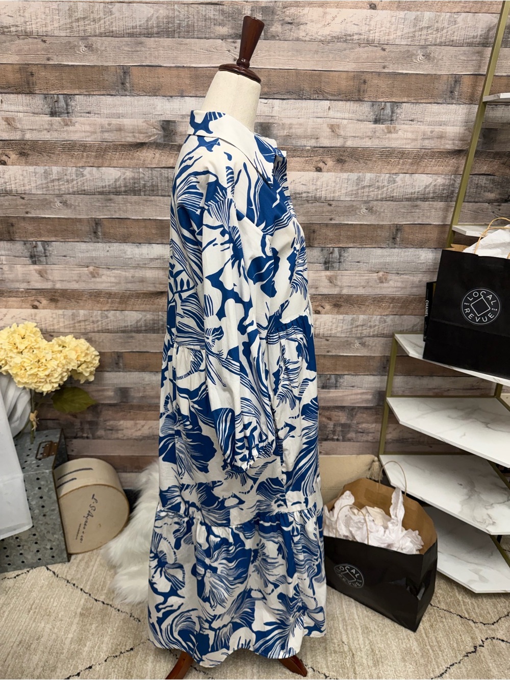 Anthropologie Maeve Blue and White Floral Print Dress - Picture 2 of 5